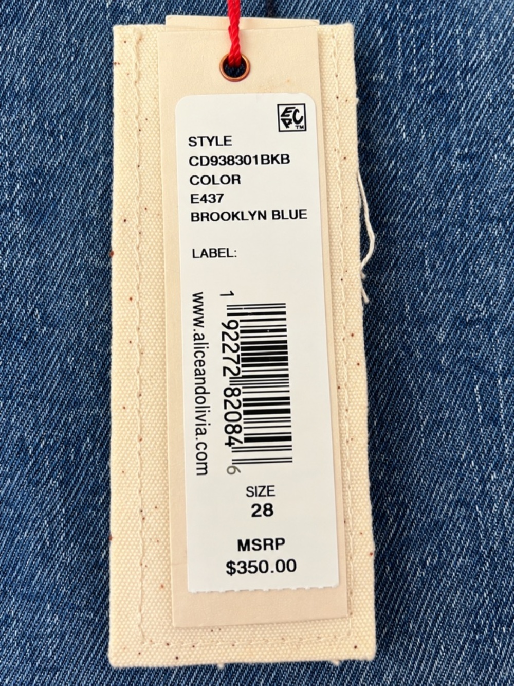 NWT. ALICE + OLIVIA High Rise Wide Leg Jeans Brooklyn Blue Size 28 - Picture 9 of 11